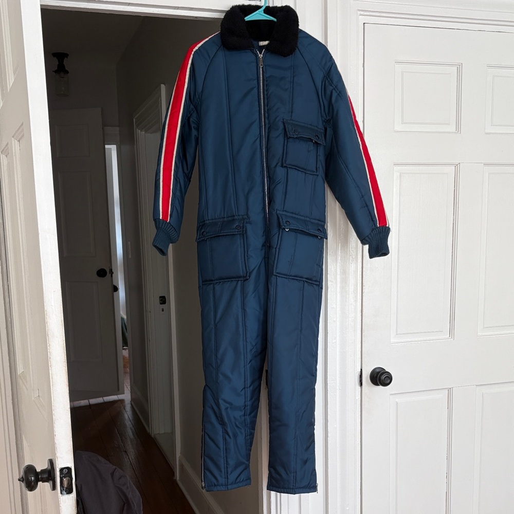 JC Penny vintage snow suit  with Red and White Stripes 4
